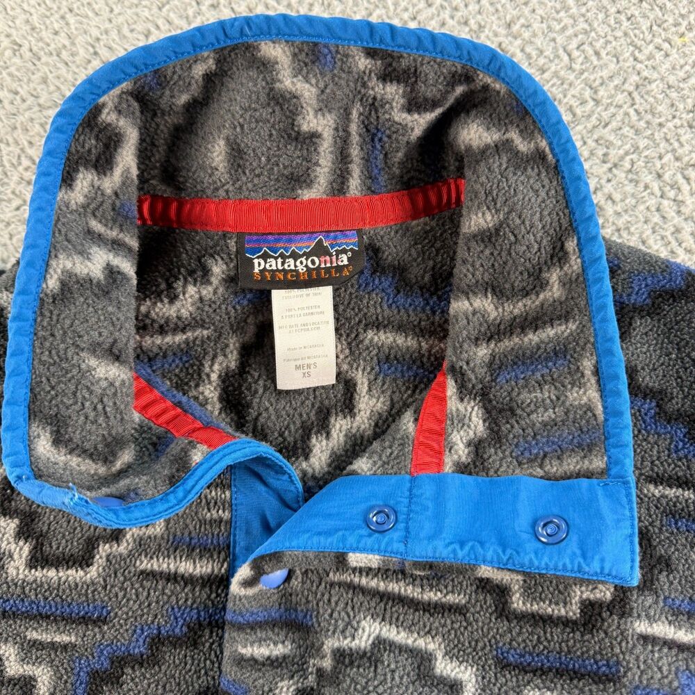 Patagonia Synchilla Snap-T Fleece Jacket Mens XS Gray Blue Yanaba Aztec Tribal - Picture 3 of 10